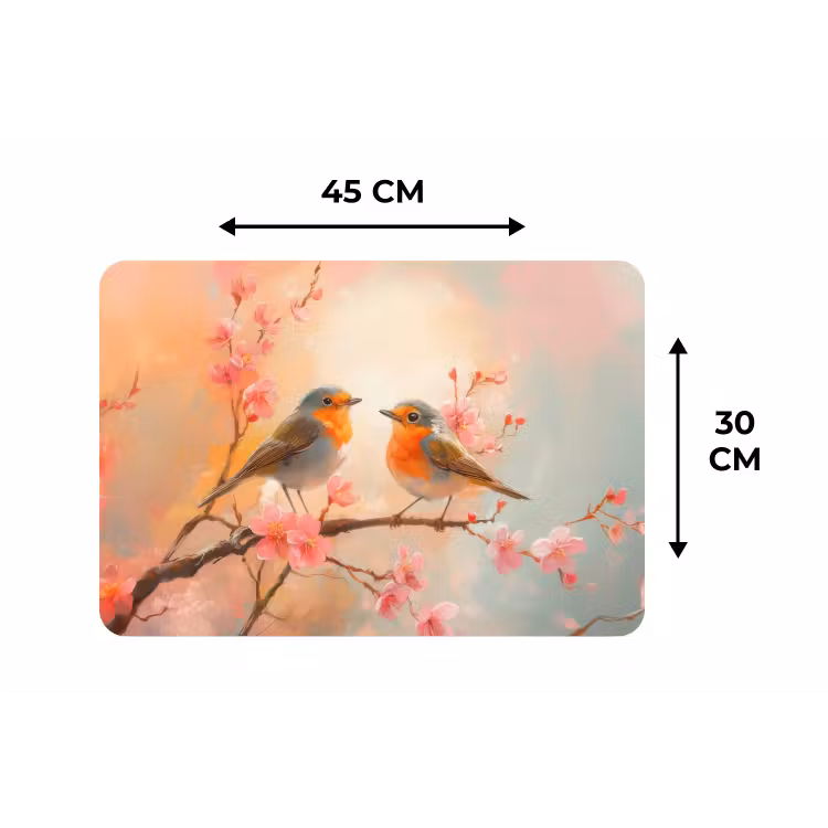 Placemat - 6 stuks - Roodborstjes - Sierlijk - Bloesemtak — 3