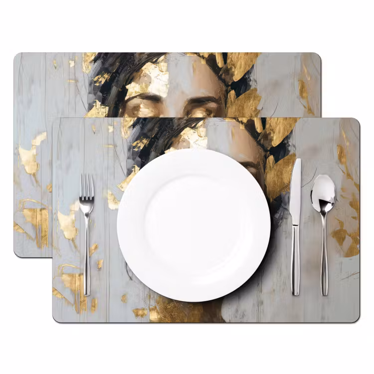 Placemat - 6 stuks - Sierlijk - Vrouw - Goud - Ogen — 2