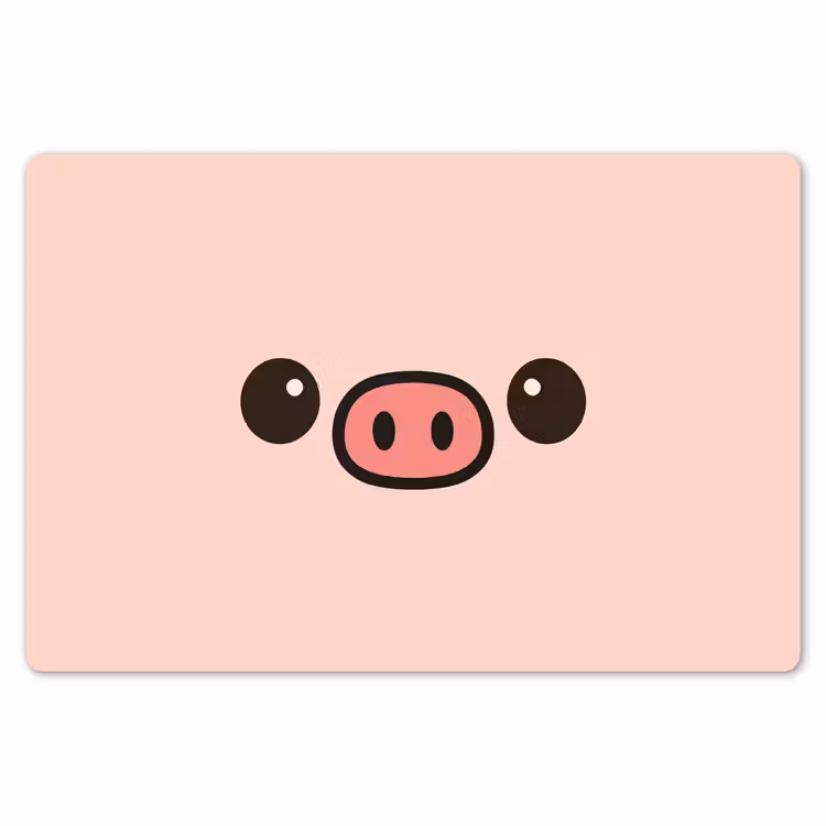 Placemat - 6 stuks - Varken - Roze - Minimalistisch — 7