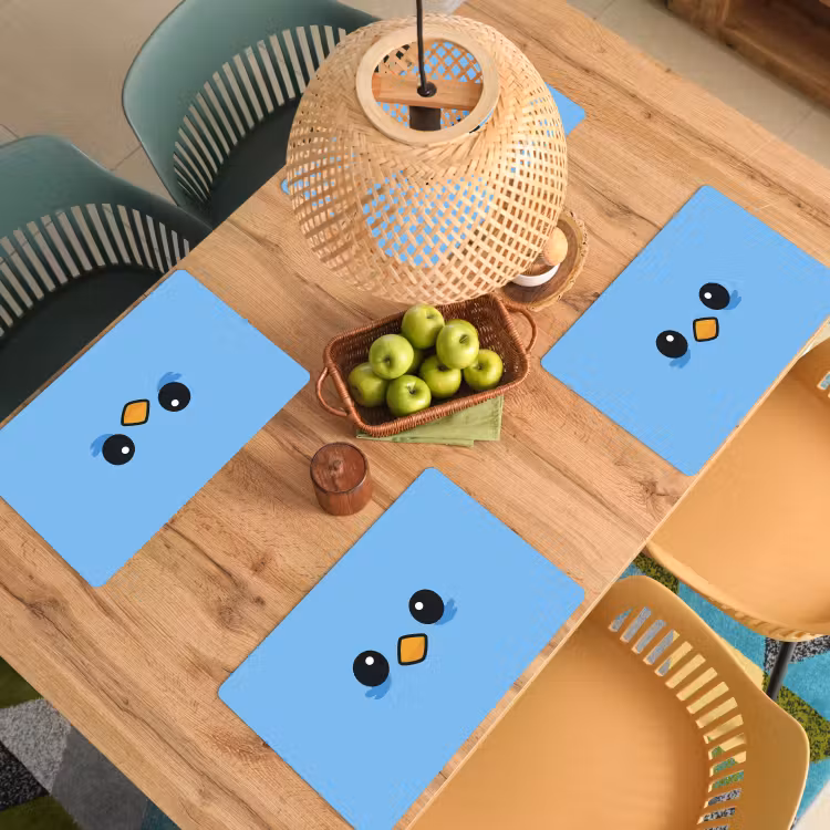 Placemat - 6 stuks - Vogel - Blauw - Eenvoudig — 6