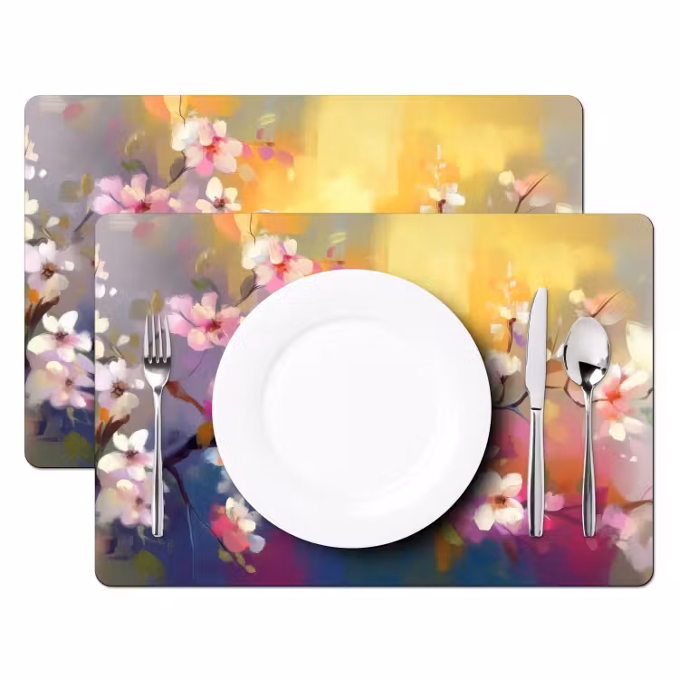 Placemat - 6 stuks - Vogels - Bloemen - Roze — 2