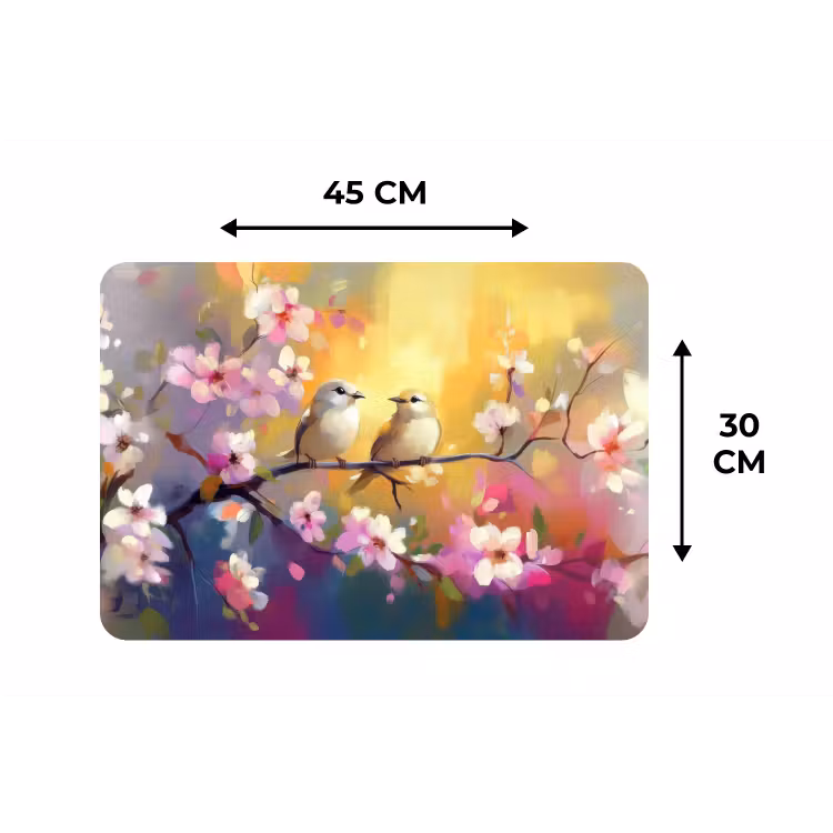 Placemat - 6 stuks - Vogels - Bloemen - Roze — 3