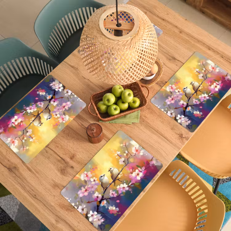 Placemat - 6 stuks - Vogels - Bloemen - Roze — 6