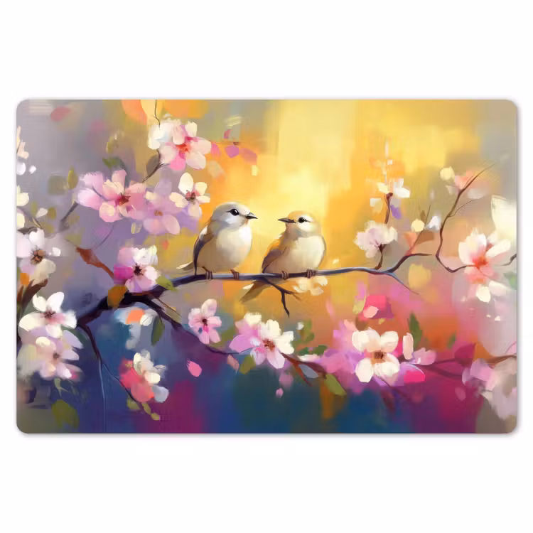 Placemat - 6 stuks - Vogels - Bloemen - Roze — 7