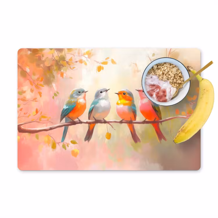 Placemat - 6 stuks - Vogels - Kleurrijk - Tak — 1