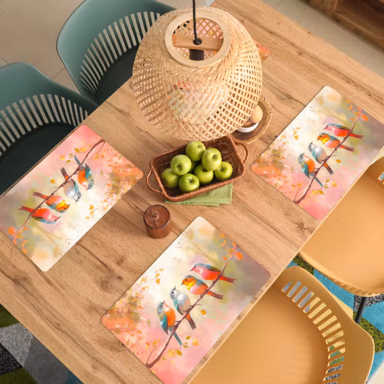 Placemat - 6 stuks - Vogels - Kleurrijk - Tak — 6