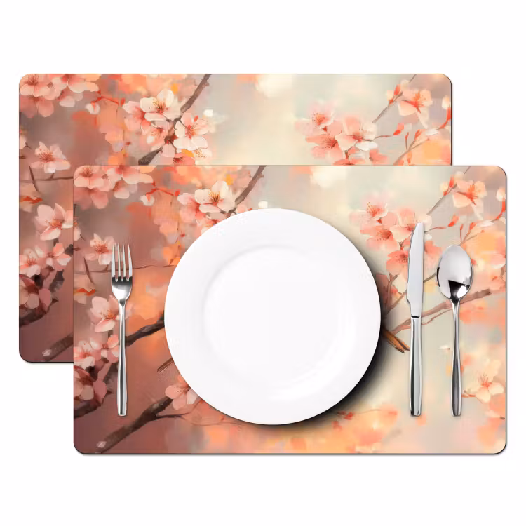 Placemat - 6 stuks - Vogels - Romantic - Bloesemtak — 2