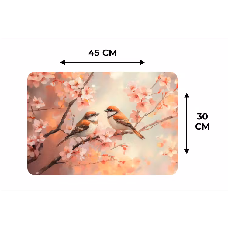 Placemat - 6 stuks - Vogels - Romantic - Bloesemtak — 3
