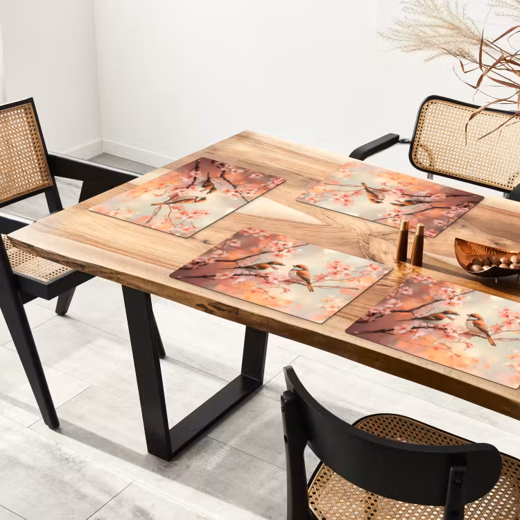 Placemat - 6 stuks - Vogels - Romantic - Bloesemtak — 5