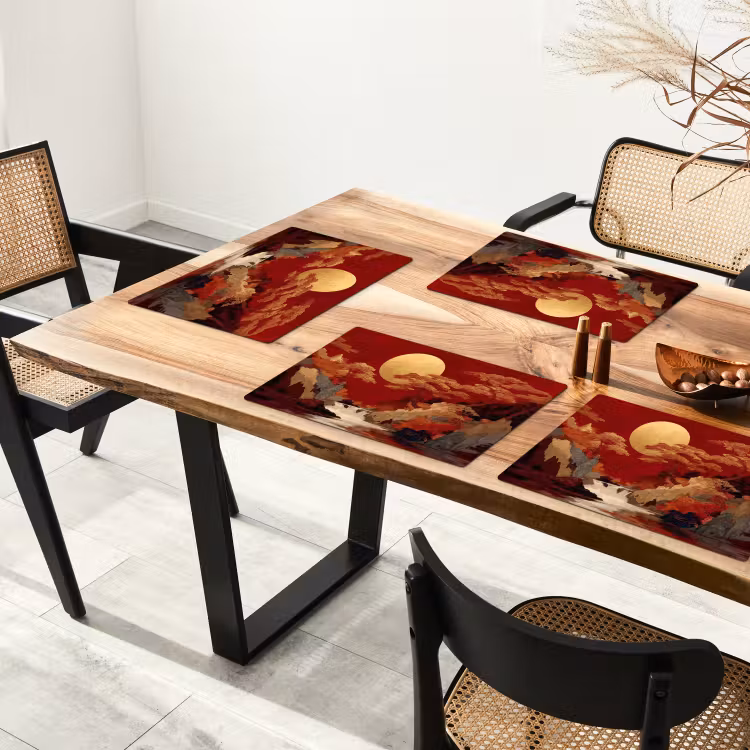 Placemat - 6 stuks - Volle maan - Landschap - Waterval — 5