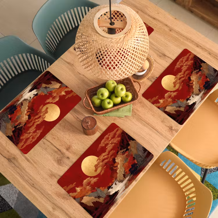 Placemat - 6 stuks - Volle maan - Landschap - Waterval — 6