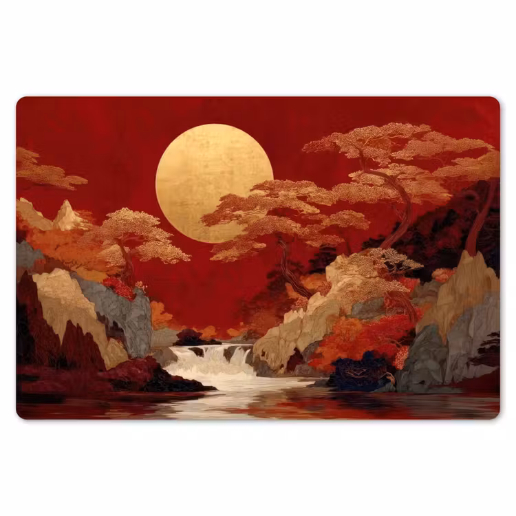 Placemat - 6 stuks - Volle maan - Landschap - Waterval — 7