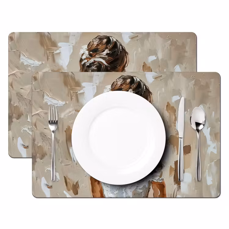 Placemat - 6 stuks - Vrouw - Verf - Abstract - Beige - Modern — 2