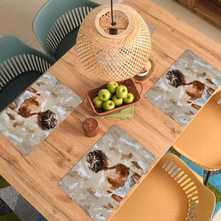 Placemat - 6 stuks - Vrouw - Verf - Abstract - Beige - Modern — 6