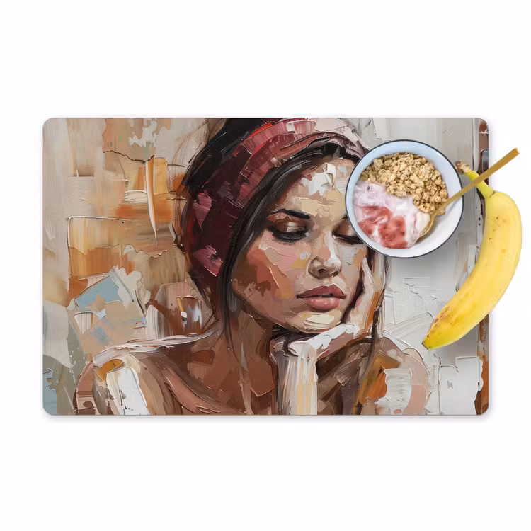 Placemat - 6 stuks - Vrouw - Verflook - Portret - Modern — 1