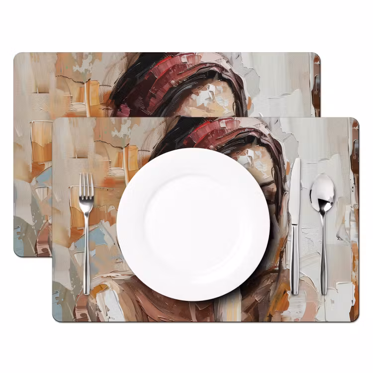 Placemat - 6 stuks - Vrouw - Verflook - Portret - Modern — 2
