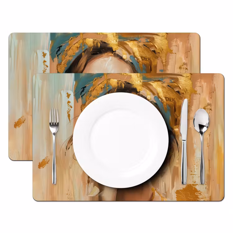 Placemat - 6 stuks - Vrouwen - Portret - Luxe - Goud — 2