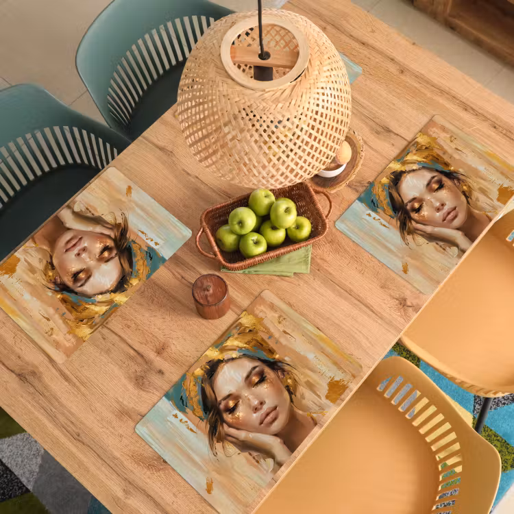 Placemat - 6 stuks - Vrouwen - Portret - Luxe - Goud — 6
