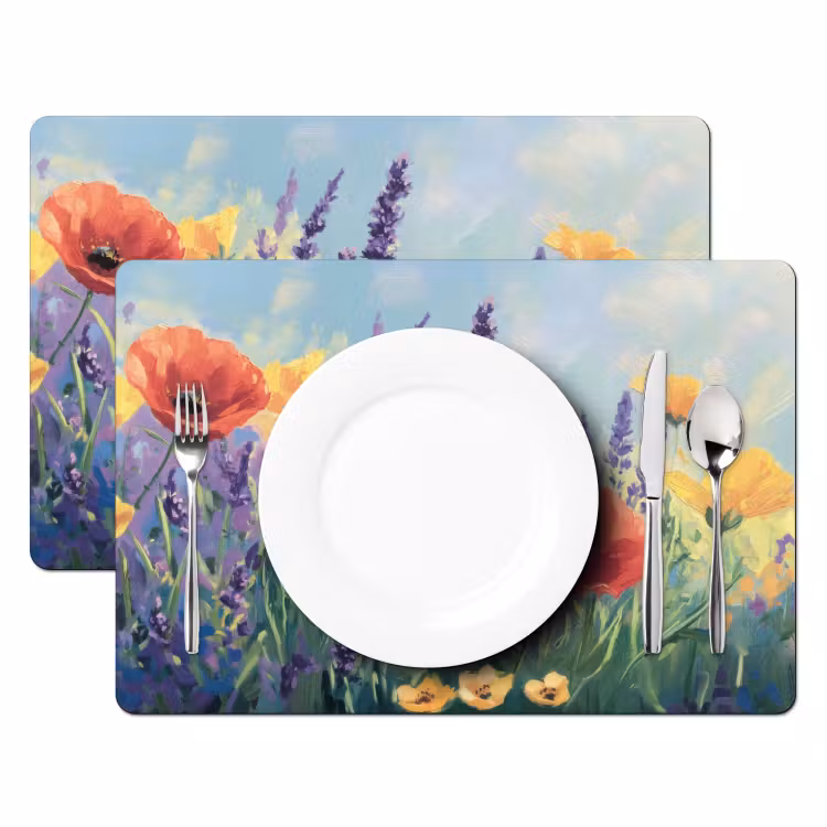Placemat - 6 stuks - Weide - Bloemen - Kleurrijk — 2