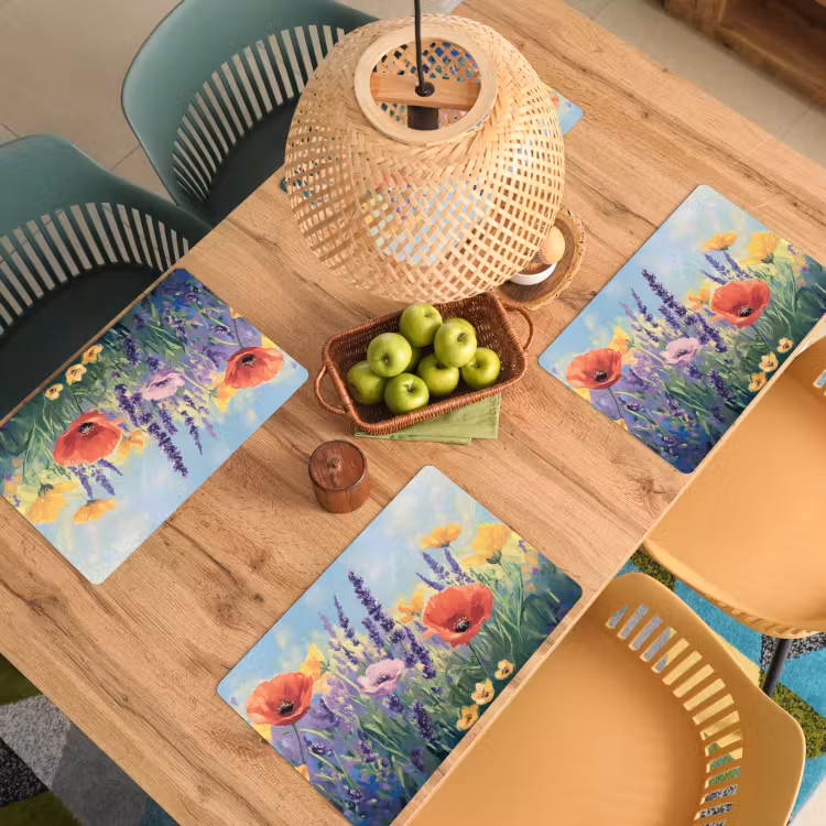 Placemat - 6 stuks - Weide - Bloemen - Kleurrijk — 6