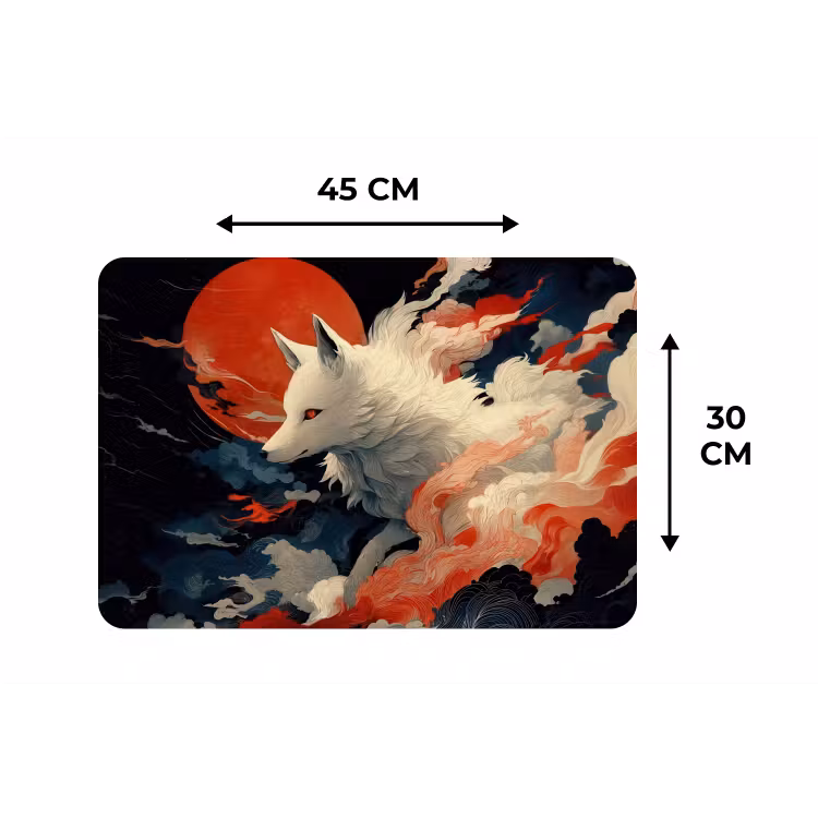 Placemat - 6 stuks - Witte vos - wolken - maan — 3