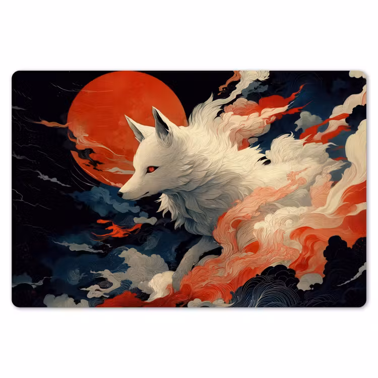 Placemat - 6 stuks - Witte vos - wolken - maan — 7