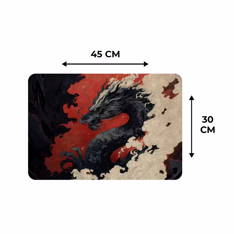 Placemat - 6 stuks - Zwarte draak - Rookwolken - Rood — 3