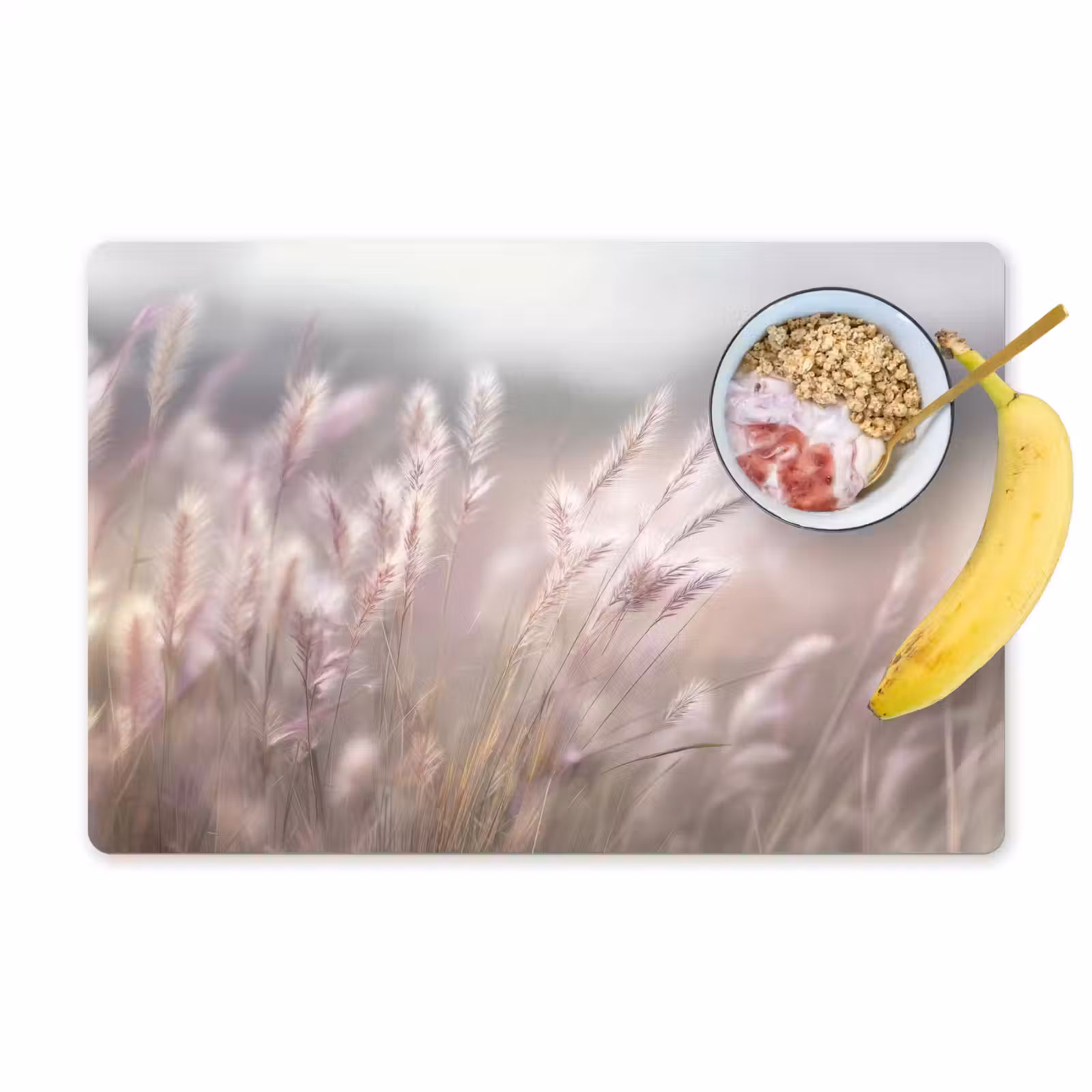 Placemat - 6 stuks - Graspluimen - Wind - Beige - Mistig — 1