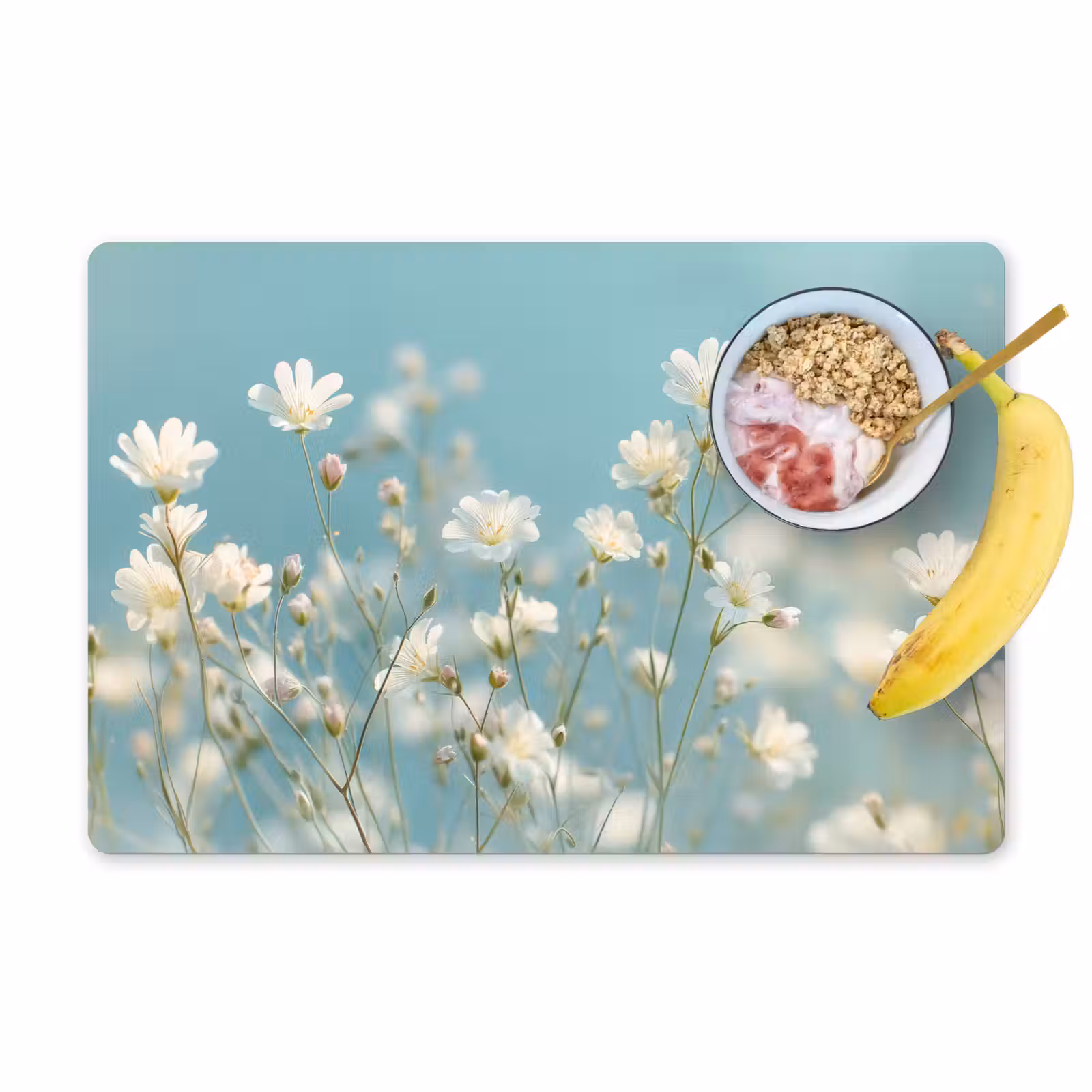 Placemat - 6 stuks - Stengels - Bloemen - Lucht - Wit — 1