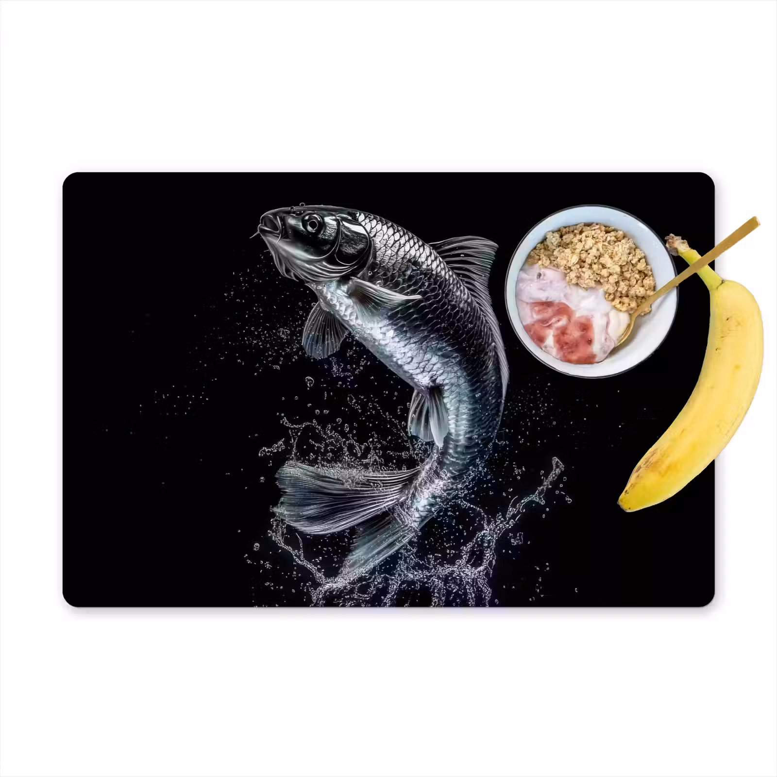 Placemat - 6 stuks - Vis - Koi - Zwart - Water — 1