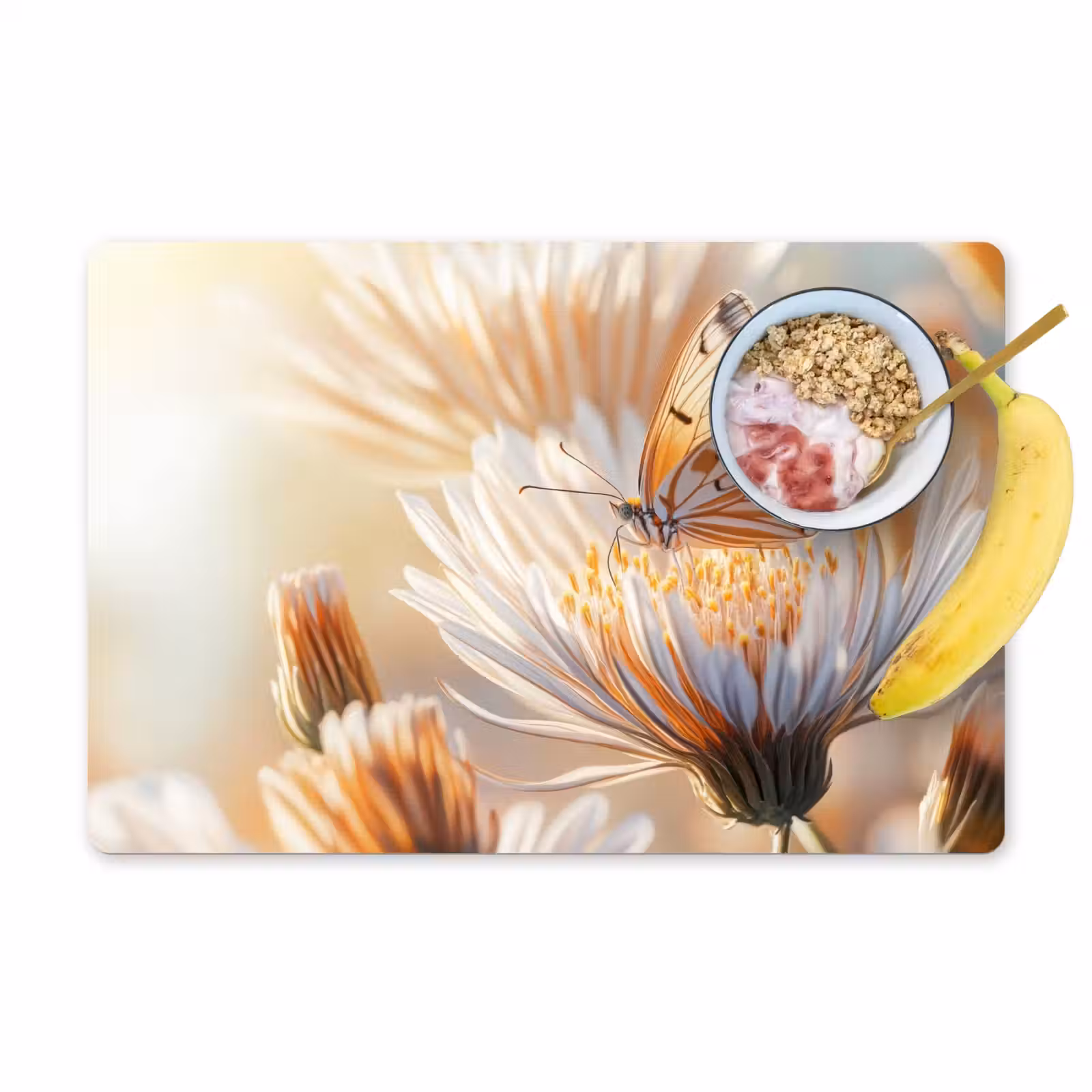 Placemat - 6 stuks - Vlinder - Bloem - Oranje — 1
