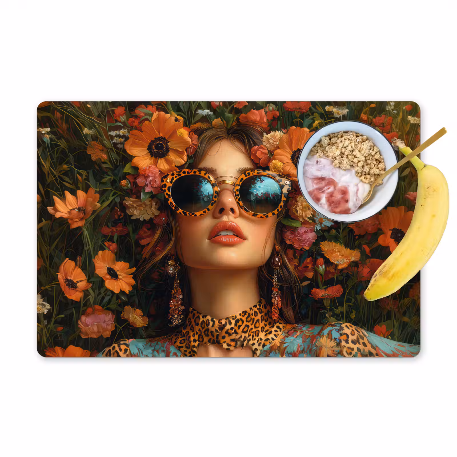 Placemat - 6 stuks - Vrouwen - Bloemen - Modern - Bril - Abstract — 1