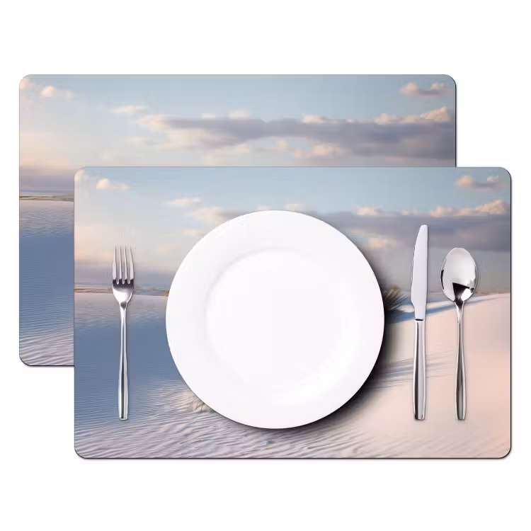 Placemat - 6 stuks - Duinen - Gras - Wolken - Beige — 2