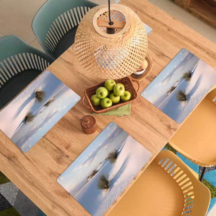 Placemat - 6 stuks - Duinen - Gras - Wolken - Beige — 6