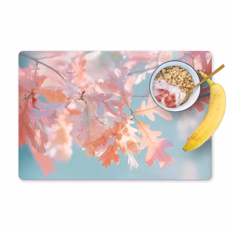 Placemat - 6 stuks - Eikenbladeren - Takken - Roze — 1