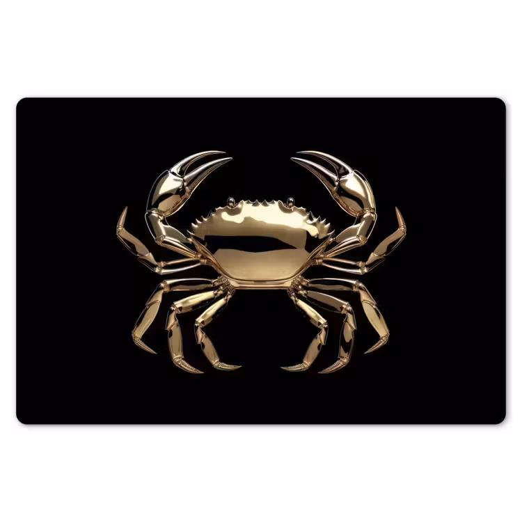 Placemat - 6 stuks - Goud - Krab - Dieren - Zwart — 7