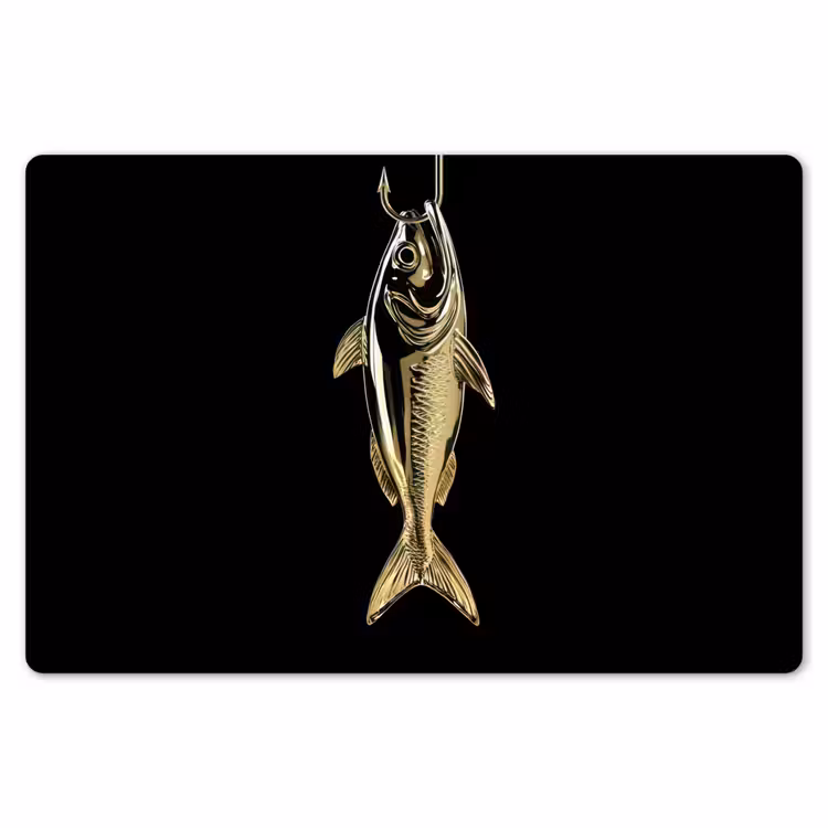 Placemat - 6 stuks - Goud - Vis - Haak - Zwart — 7