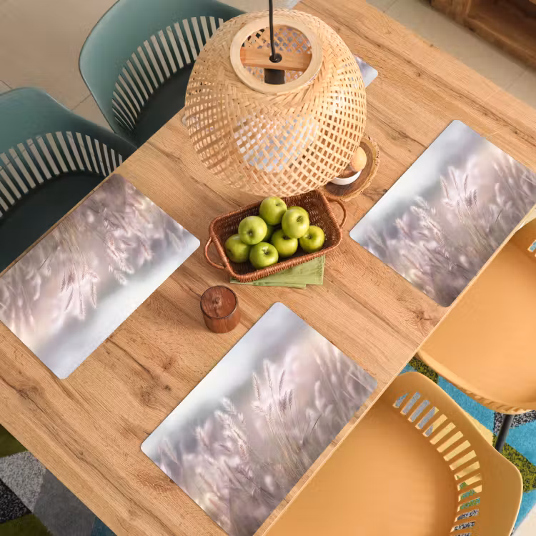 Placemat - 6 stuks - Graspluimen - Wind - Beige - Mistig — 6