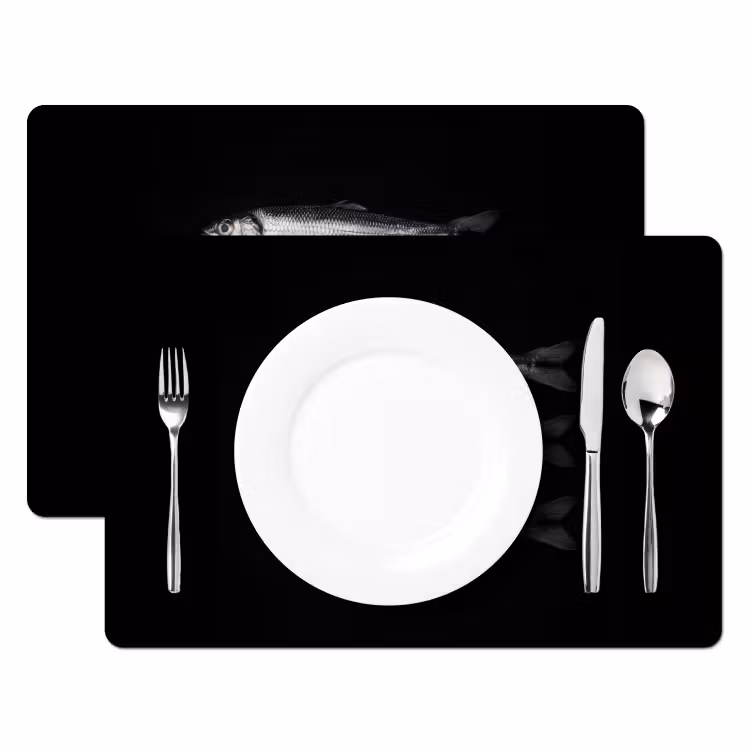 Placemat - 6 stuks - Haring - Vissen - Zwart — 2