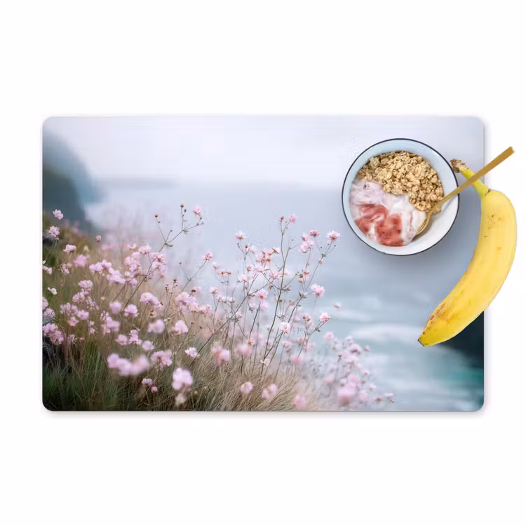 Placemat - 6 stuks - Klif - Bloemen - Zee - Roze — 1