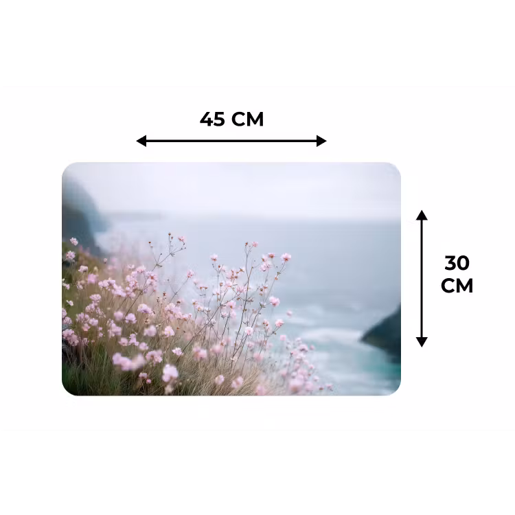 Placemat - 6 stuks - Klif - Bloemen - Zee - Roze — 3