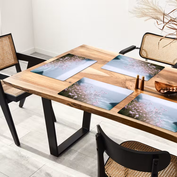 Placemat - 6 stuks - Klif - Bloemen - Zee - Roze — 5