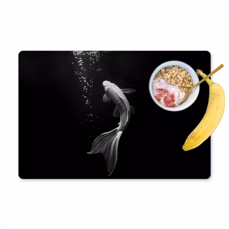 Placemat - 6 stuks - Koi - Vis - Wit - Zwart — 1