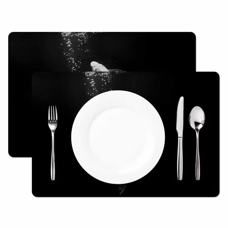 Placemat - 6 stuks - Koi - Vis - Wit - Zwart — 2