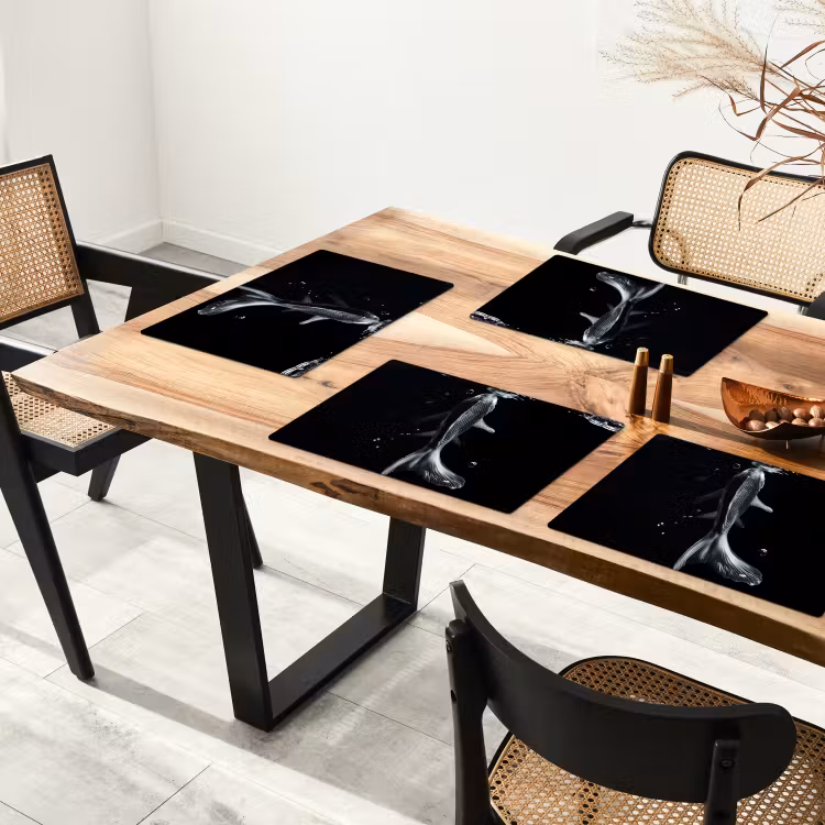 Placemat - 6 stuks - Koi - Vissen - Water - Zwart — 5