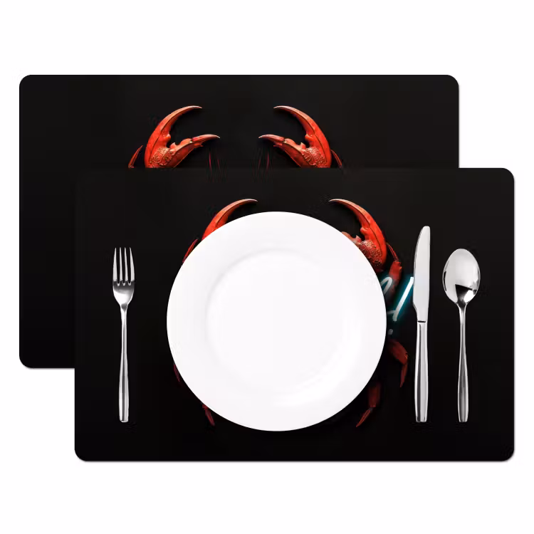 Placemat - 6 stuks - Krab - Rood - Neon - Quote — 2