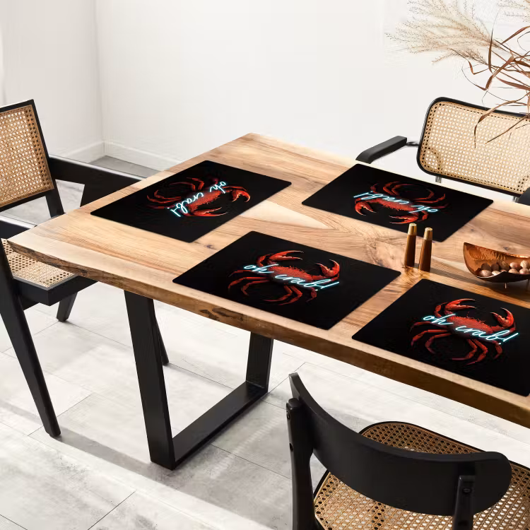 Placemat - 6 stuks - Krab - Rood - Neon - Quote — 5
