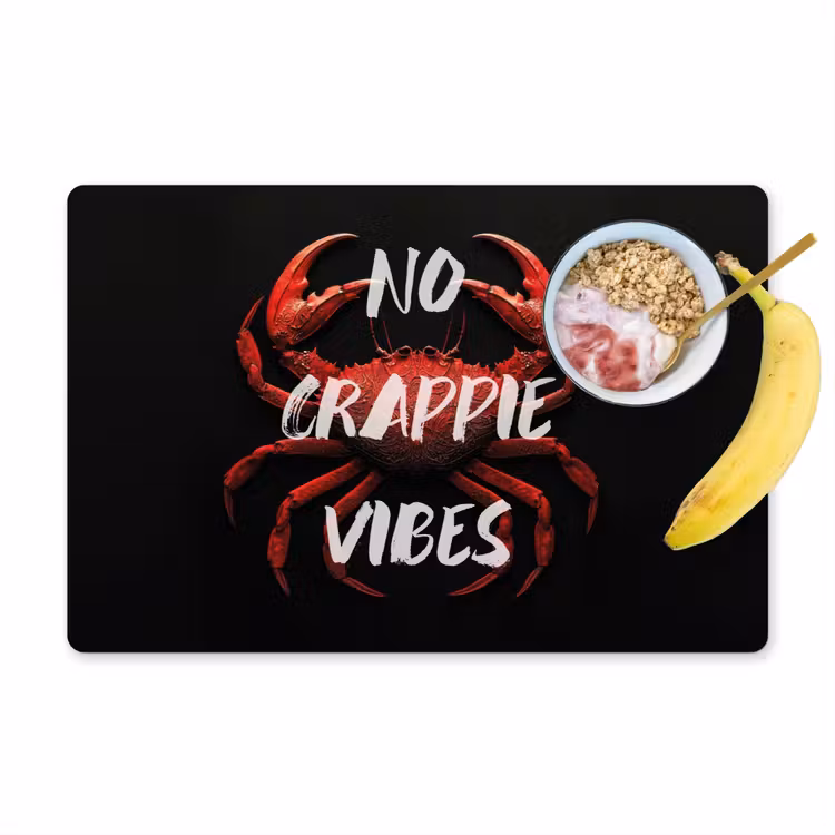 Placemat - 6 stuks - Krab - Rood - Tekst - Zwart — 1