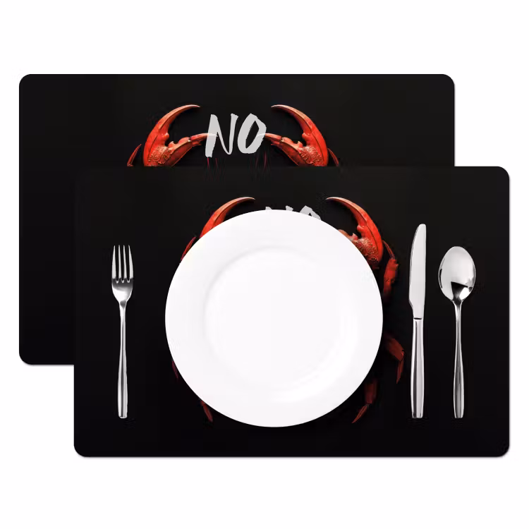Placemat - 6 stuks - Krab - Rood - Tekst - Zwart — 2