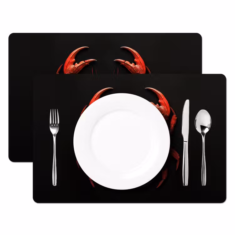 Placemat - 6 stuks - Krab - Rood - Vissen - Schaaldieren — 2